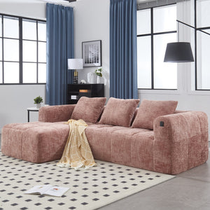 English Elm United Modern Chenille 98.42-Inch L-Shaped Modular Sectional Sofa With Chaise & Side Pockets P1 W1568S00148-GIGA