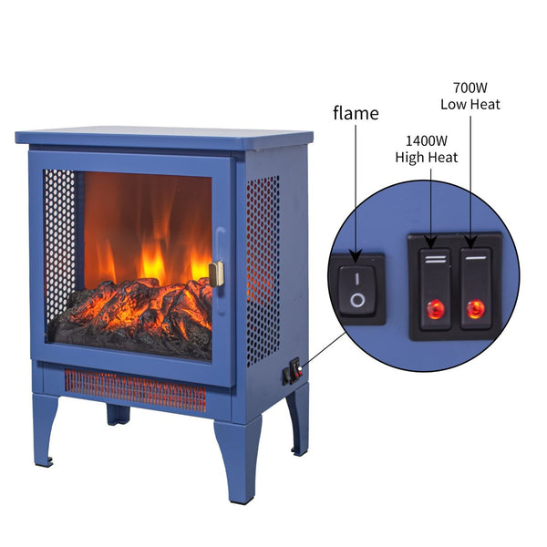 English Elm 18 Inch Freestanding Electric Fireplace Stove with 3d Led Flame and Matte Black Finish W1769P345280