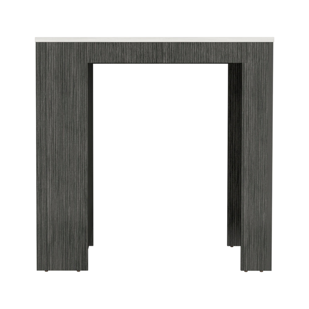 English Elm Harlan Counter Height Kitchen Island with 23.2"x36.2" Top, 3-Side Shelves, Smokey Oak Ibiza Marble Finish B128P176122