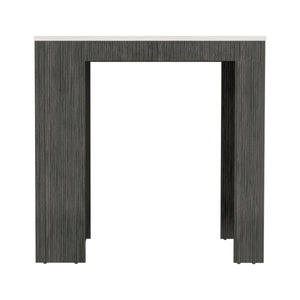 English Elm Harlan Counter Height Kitchen Island with 23.2"x36.2" Top, 3-Side Shelves, Smokey Oak Ibiza Marble Finish B128P176122