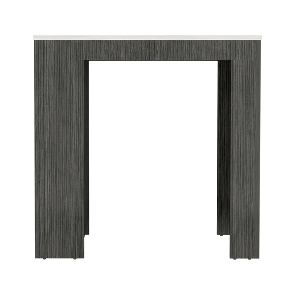 English Elm Harlan Counter Height Kitchen Island with 23.2"x36.2" Top, 3-Side Shelves, Smokey Oak Ibiza Marble Finish B128P176122