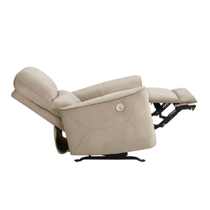 English Elm Modern Power Rocker Recliner in Light Brown Velvet — Button Recline, Gentle Rock, Solid Wood Frame B011P264607