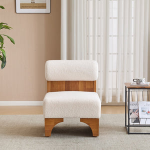 English Elm Christopher Knight Home® - Modern Boucle Lounge Chair with Rolled Backrest and Solid Wood Frame for Cozy, Durable Comfort and Style Beige+Natural N767P256409B
