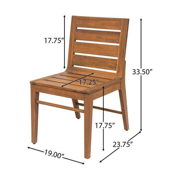 English Elm 7-piece Outdoor Solid Acacia Dining Set Teak Finish Ergonomic Chairs Patio Garden N773OD00140T