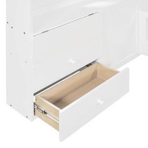 English Elm Twin House Bed Frame with Drawers Shelves and Usb Charging for Kids Bedroom LT000422AAK-1