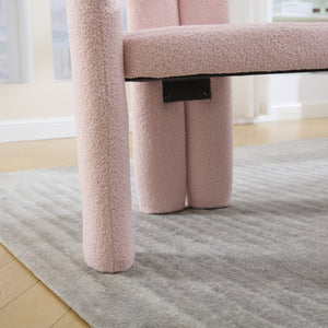 English Elm Contemporary Velvet Upholstered Barrel Accent Chair with Curved Support, Foam Seat, Steel Frame Finish Pink W395P224758