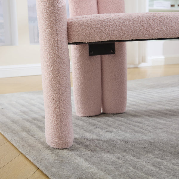 English Elm Contemporary Velvet Upholstered Barrel Accent Chair with Curved Support, Foam Seat, Steel Frame Finish Pink W395P224758