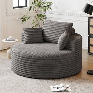 English Elm 50''L Plush Corduroy Sponge Single Sofa Bed with No Assembly, Fluffy Modern Sleeper for Living Areas Grey W834P337418