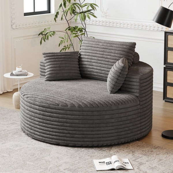 English Elm 50''L Plush Corduroy Sponge Single Sofa Bed with No Assembly, Fluffy Modern Sleeper for Living Areas Grey W834P337418