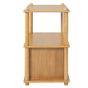 English Elm Wood Grain Nightstand with Open Shelves and Cabinet for Modern Bedroom Storage N758P404669N