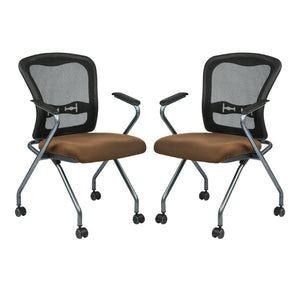 OSP Home Furnishings Deluxe Nesting Armchair with Mesh Back Lumbar Support for Office or Meeting Rooms 84440-232