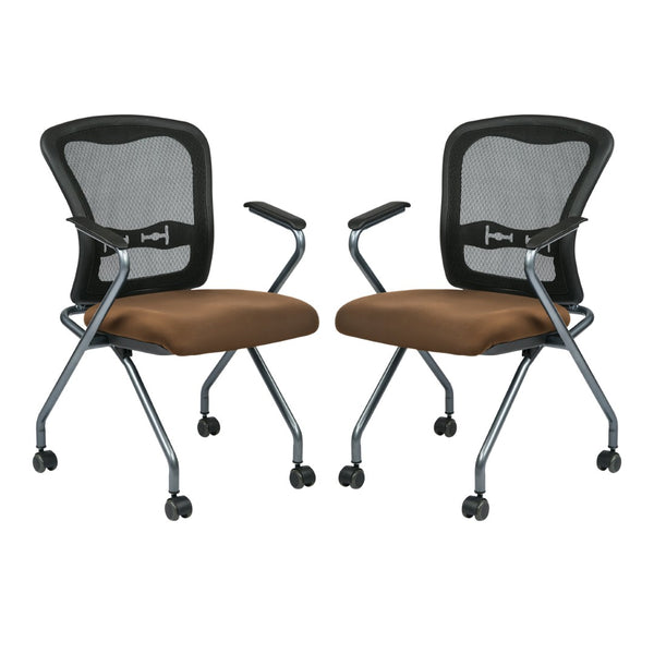 OSP Home Furnishings Deluxe Nesting Armchair with Mesh Back Lumbar Support for Office or Meeting Rooms 84440-232
