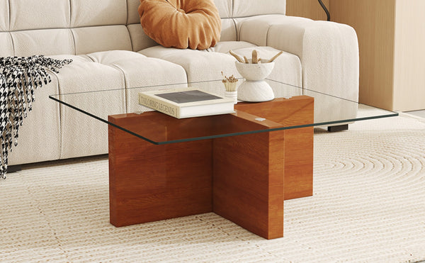 English Elm Only Square Tempered Glass Table Top Heat Resistant Clear Surface for Dining W1151P209992