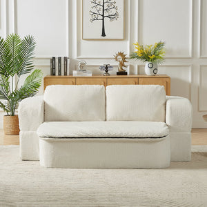 English Elm Convertible foam sleeper sofa bed — modern folding futon with pocket-spring comfort, space-saving design Cream W2339P352028