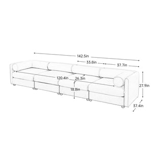 English Elm Modular Sectional Sofa With Ergonomic Cylindrical Support, Built-In Storage, And Modern White Style W714S01041