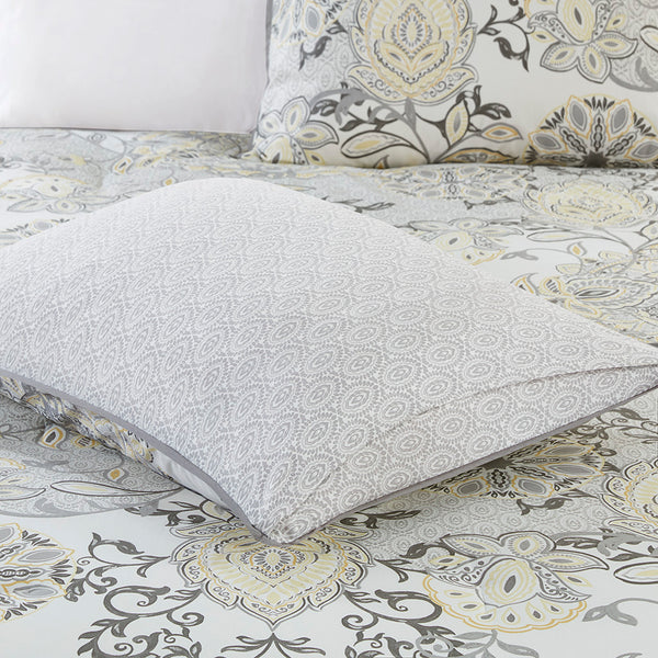 JLA Home Madison Park - 8 Botanical Cotton Reversible Comforter Set with OEKO‑TEX Safety, Watercolor Floral Medallion Chic 90 L x 90 W x 1.5H MP10-8155