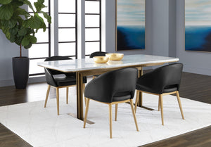 Sunpan THATCHER DINING ARMCHAIR - Stylish Faux Leather & Steel Frame for Modern Industrial Elegance Black 102797