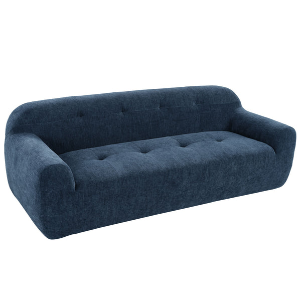 English Elm U_Style 85.8" Chenille 3-Seater Sofa with Tufted Cushions, Pocket Springs, Plush Sponge Comfort, 900lb Capacity Navy Blue N711P281401V