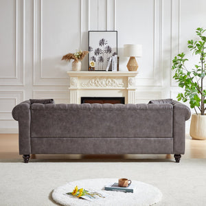 English Elm Fx Elegant 3-Seater Chesterfield Sofa With Tech Fabric, Rolled Arms & Cushions For Modern Living Spaces W1926S00034
