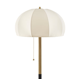 English Elm Textured Ribbed Ceramic Floor Lamp Fluted Fabric Dome Shade Warm Ambient Living Room B035P496602