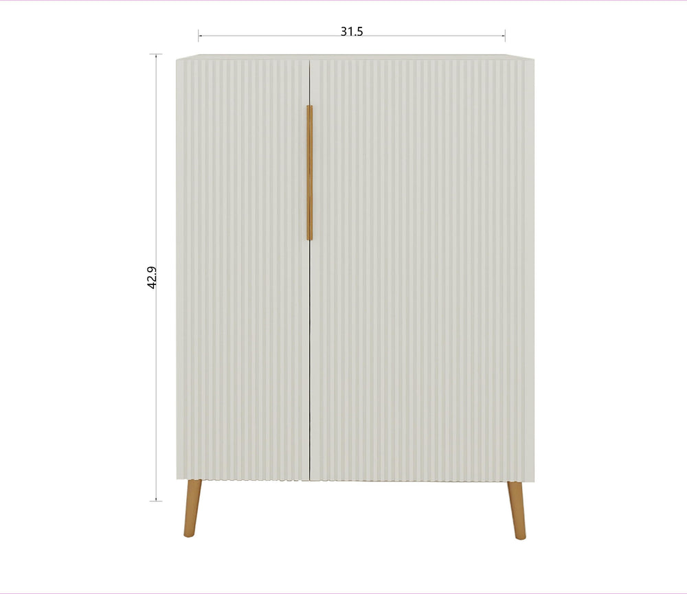 English Elm Modern White Sideboard with Gold Handles - Ancient White Engineered Wood Buffet, Durable Storage Organizer W2139P306488