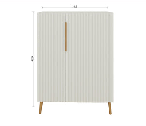 English Elm Modern White Sideboard with Gold Handles - Ancient White Engineered Wood Buffet, Durable Storage Organizer W2139P306488