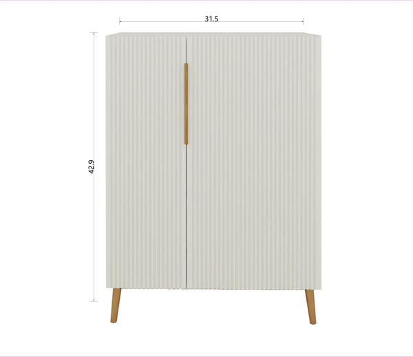 English Elm Modern White Sideboard with Gold Handles - Ancient White Engineered Wood Buffet, Durable Storage Organizer W2139P306488