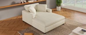 English Elm Mirod Oversized Chaise Lounge with Birch Legs Pillow Back Polyester Upholstered Seating N760P196662A