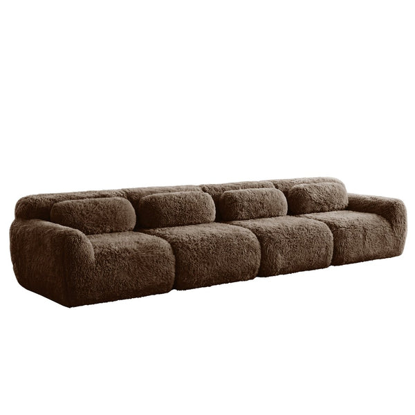 English Elm 149'' Plush Modular Cloud Sofa Boneless Ergonomic Design for Home Theater Lounge Chocolate W714S01544