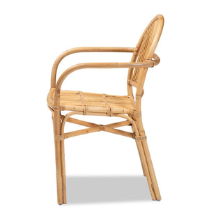 English Elm Modern Rattan Dining Chair Woven Round Back Boho Coastal Armchair Natural Finish B2750P420424