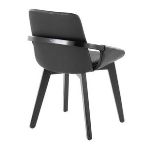 English Elm Dining/accent Chair Solid Wood Tapered Legs Cream Upholstery Mid-century Modern Seating Black B202P471305