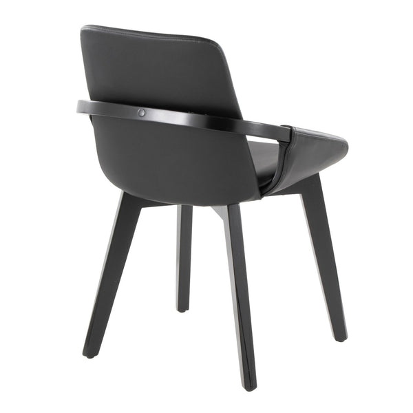 English Elm Dining/accent Chair Solid Wood Tapered Legs Cream Upholstery Mid-century Modern Seating Black B202P471305