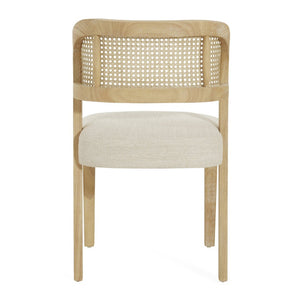 English Elm Hand-woven Rattan Back Dining Chairs Rubberwood Frame Upholstered Armchair Set of 2 Beige+Natural N768P381887N