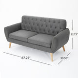 Christopher Knight Home® - Noble House - Bernice Petite Mid Century Modern Tufted Dark Grey Fabric Sofa