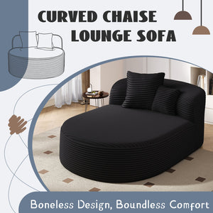 English Elm Modern Chaise Lounge Sofa oversized corduroy chaise with high-density foam, spring support & pillows Black N719P329129B