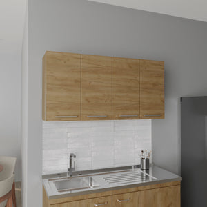 English Elm Wall Cabinet sleek 47.2" W x 23.6" H engineered wood wall-mounted storage with four doors, shelves, organizer and eco-safe compliance Natural Wood 51.18 L x 17.32 W x 7.09 H B097P296839