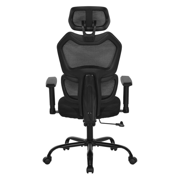 OSP Home Furnishings Ventilated Mesh Office Chair with Lumbar Support Adjustable Headrest and Ergonomic Tilt EM14622HR-3