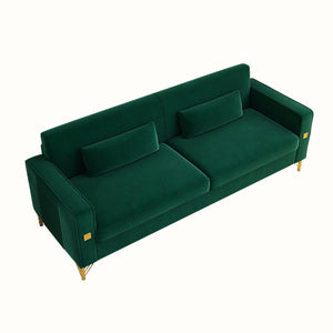 English Elm FX-P18-RG2(SOFA) Emerald Green Velvet Sofa with Gold Legs, Plush Removable Cushions & Modern Flair W57664704