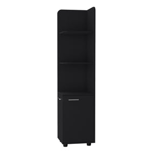 English Elm Sunriver White Corner Cabinet with 3-Tier Open Shelves and Two-Door Storage, Metal Handles, Space-Saving Design B128P203049