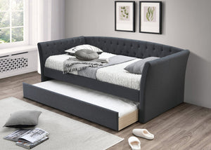 English Elm Contemporary Button Tufted Burlap Daybed with Slats for Guest Room or Studio B011S02041