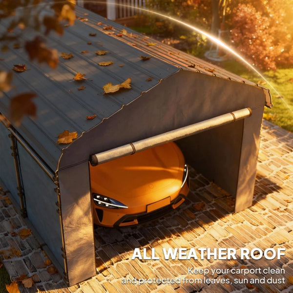 English Elm Outdoor All-metal Carport Canopy with Removable Pe Walls and Weather Resistant Roof T3971S00202