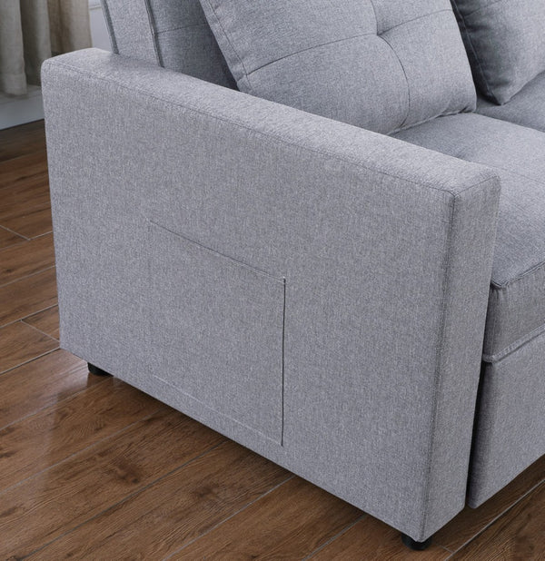English Elm Zaira Convertible Linen Sleeper Chair with Side Pocket for Studio or Guest Room B2749S00012