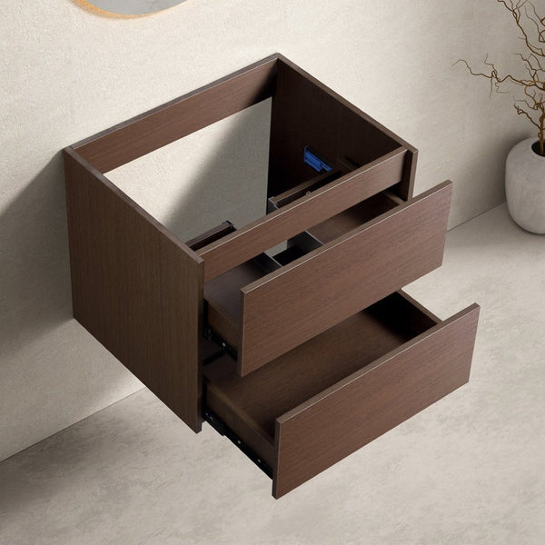 English Elm Wall-mounted Bathroom Vanity Solid Wood Dark Brown Soft Close Drawer Space Saving W3402P370156