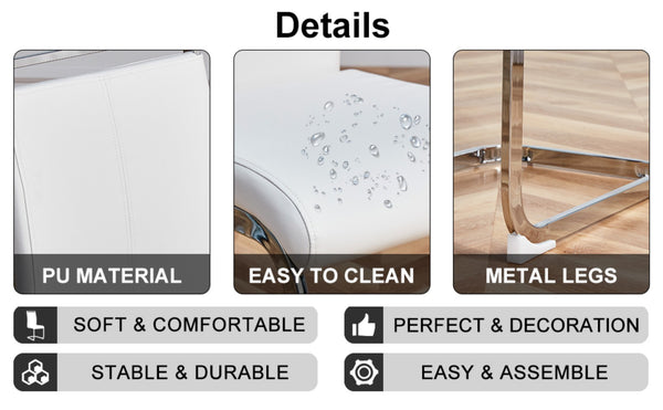 English Elm Table With Glass Top & 8 White Pu Chairs - Elegant Marble Pattern, Stainless Steel Legs, Easy Assembly W1151S02607-GIGA