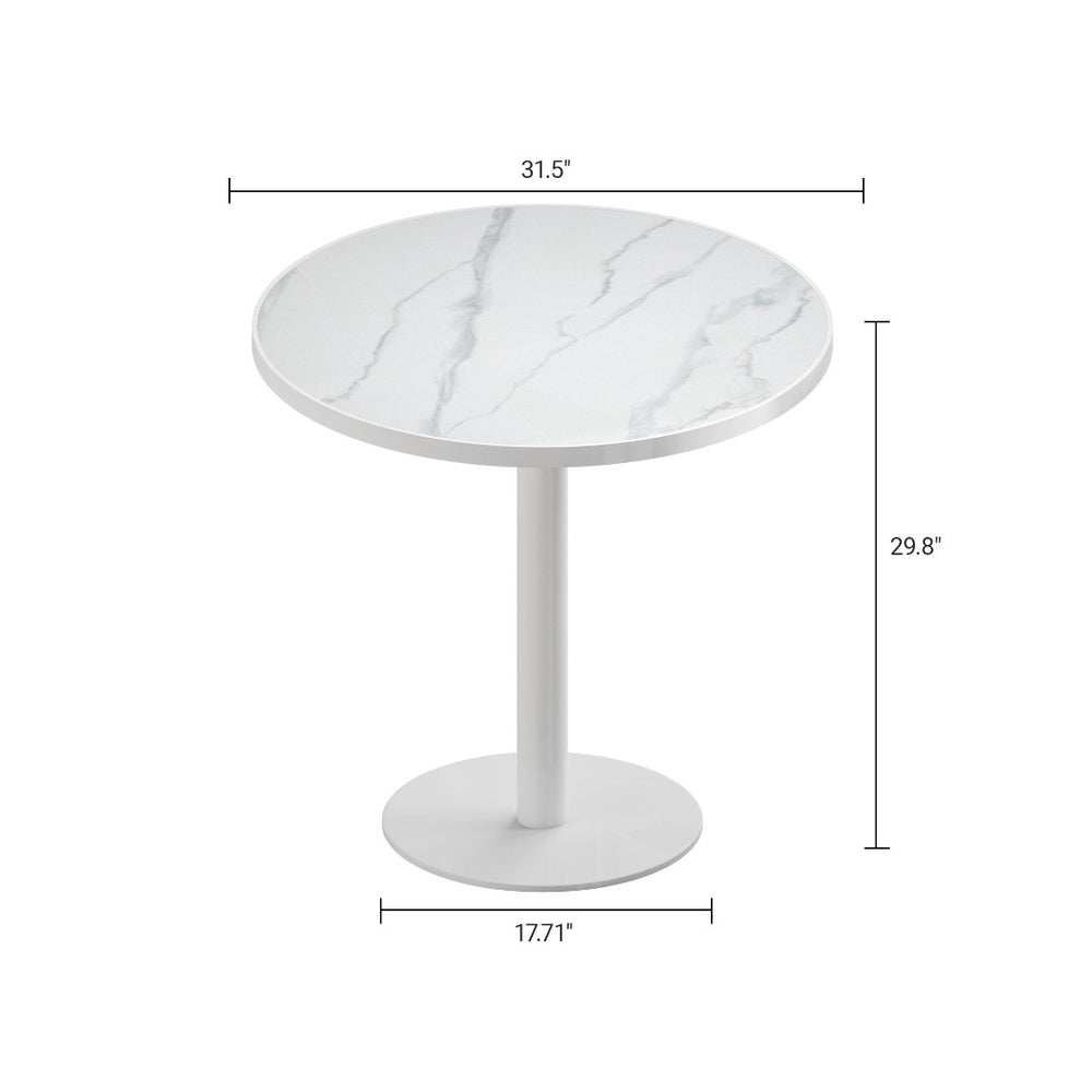 English Elm Round Bistro Dining Table Faux Marble Tulip Base Compact Cafe Style for Small Spaces W3316P457539