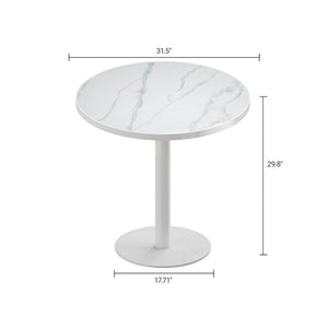 English Elm Round Bistro Dining Table Faux Marble Tulip Base Compact Cafe Style for Small Spaces W3316P457539