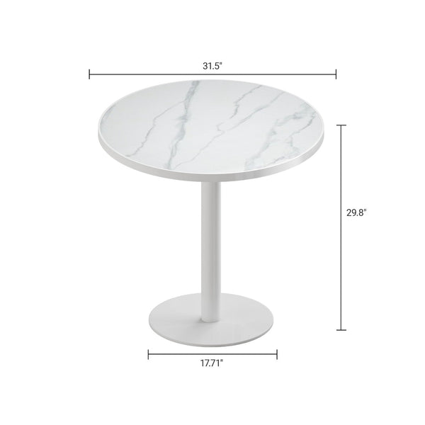 English Elm Round Bistro Dining Table Faux Marble Tulip Base Compact Cafe Style for Small Spaces W3316P457539