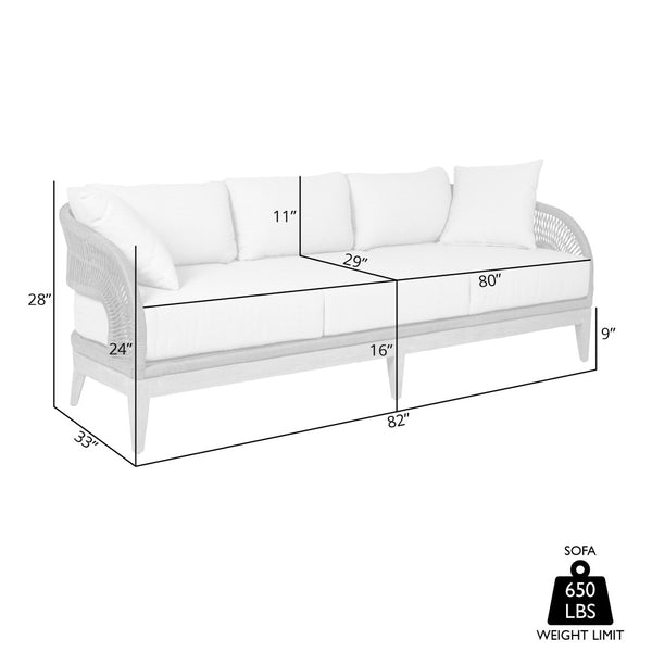 English Elm Orbit Outdoor Three Seat Sofa Eucalyptus Frame with Rope Accents and Taupe Cushions B2736P464822