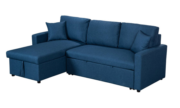 English Elm Sorrelle Linen Sleeper Sectional with Reversible Chaise and Hidden Storage Compartment Blue B2749S00039