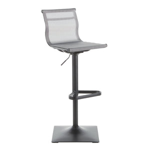 English Elm Mirage Contemporary Barstool with Mesh Fabric and Metal Base, Adjustable Height, 360° Swivel Comfort Grey B202P222324